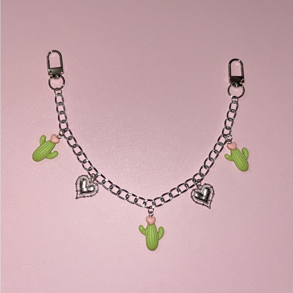 Cactus and Heart Bag Charm